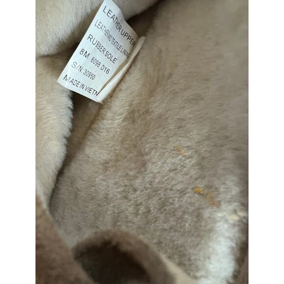 Tory Burch Alana Split Suede Straight Shearling Light Camel Booties 30950 Sz 8 - Picture 11 of 12